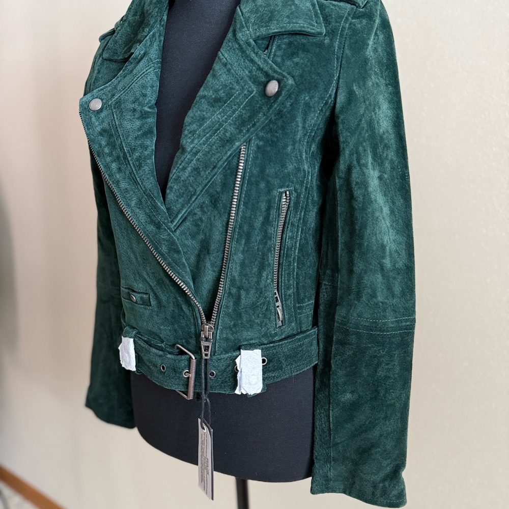 BLANKNYC Emerald Green Suede Moto Jacket NWT Leather Biker Belted XS - Picture 5 of 13